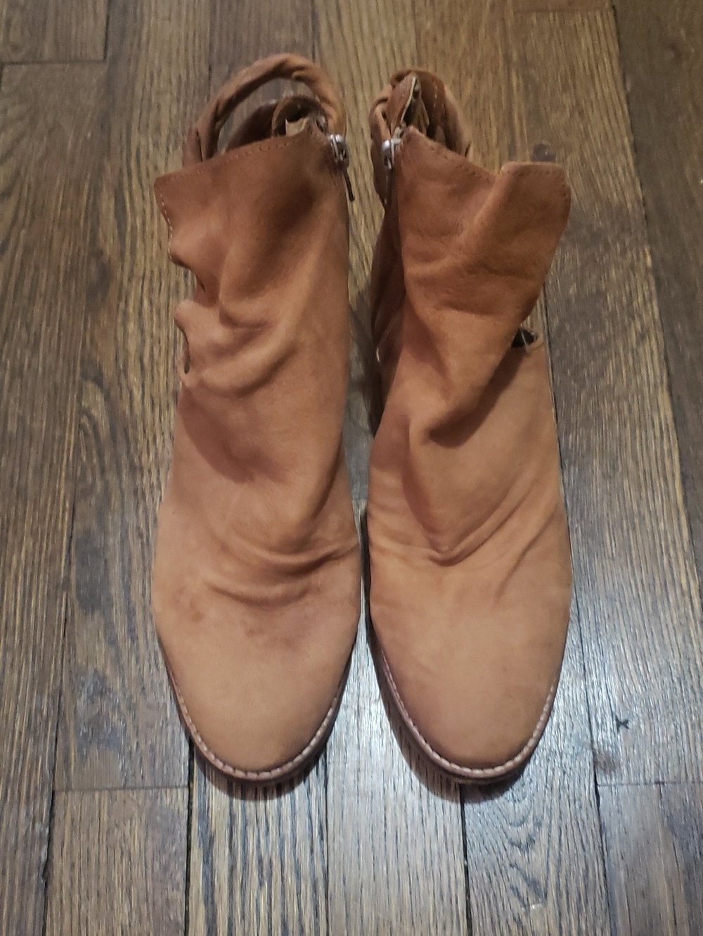 Free People Suede Slouch Ankle Boots in Tan